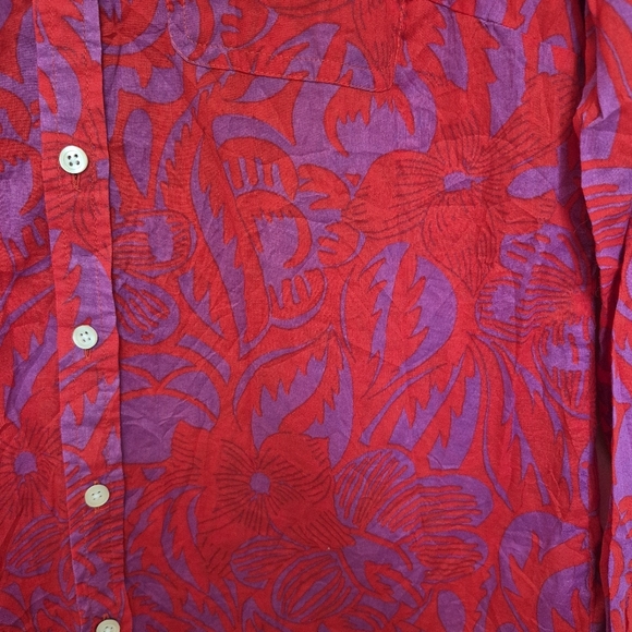 Talbots Women’s Red & Pink Floral Print Button-Up Shirt – Size Small - Picture 3 of 6